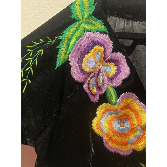 ROJA Western Women's Black Velvet Folk Art Embroidered Tunic‎ Size XXL Bohemian - Picture 7 of 9